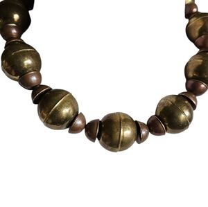 Vintage Brass Beaded Necklace 20 In Length.